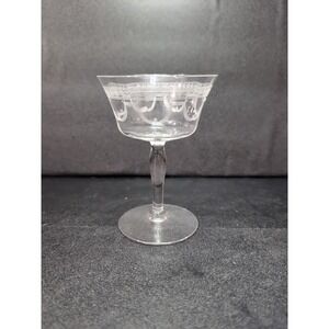 Fostoria‎ Sherman Champagne Coupe, Crystal Sherbet, Needle Etch 4.75", Stemware